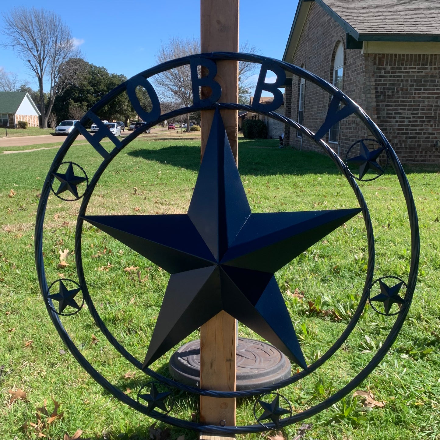 HOBBY STYLE CUSTOM NAME STAR BARN METAL STAR 3d TWISTED ROPE RING WESTERN HOME DECOR RUSTIC NAVY BLUE HANDMADE 24",32",36",50"