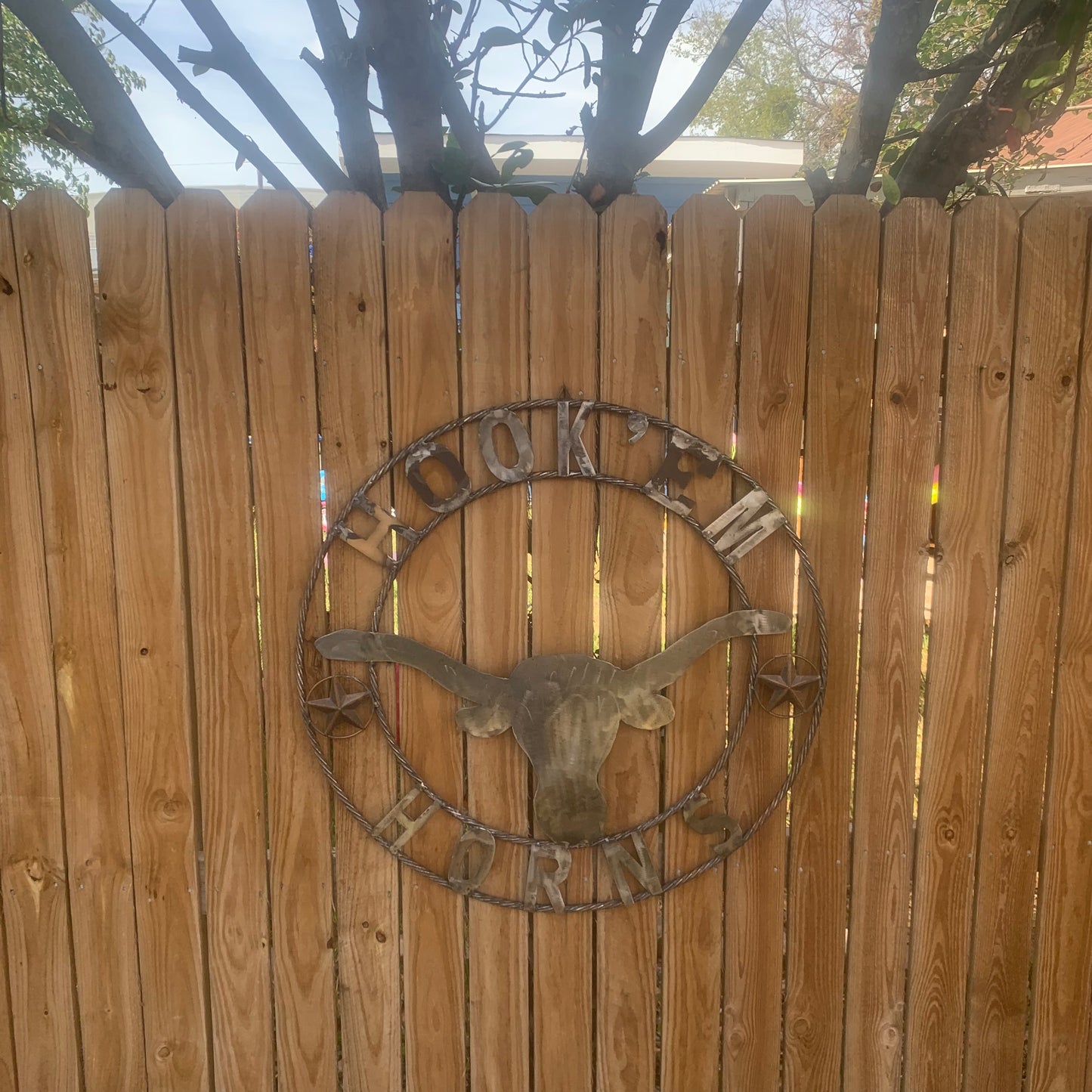 HOOKEM HORNS & LONE STAR TEXAS LONGHORNS HOOK EM RAW METAL UNPAINTED CUSTOM VINTAGE CRAFT WALL ART TEAM SIGN HANDMADE