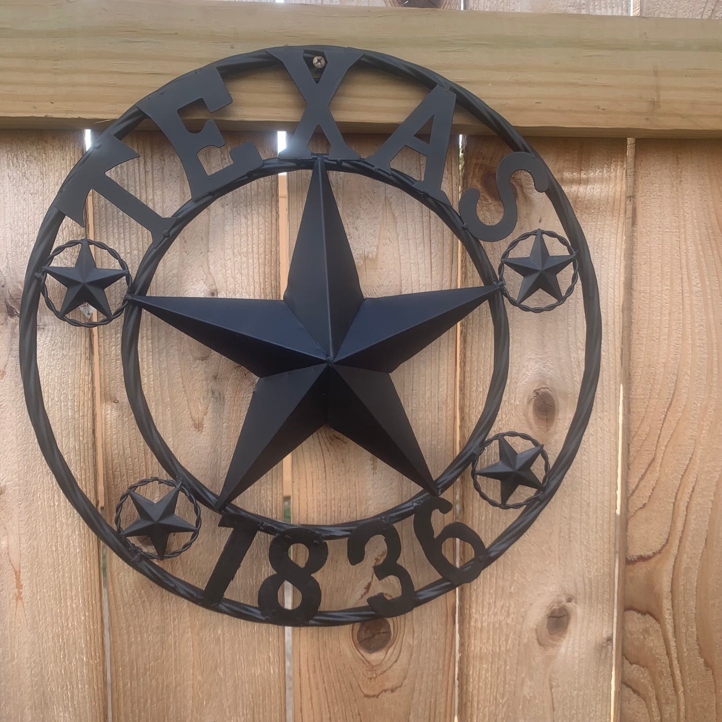 TEXAS 1836 BLACK BARN STAR METAL LONESTAR WESTERN HOME DECOR HANDMADE NEW 16",24",36",50"