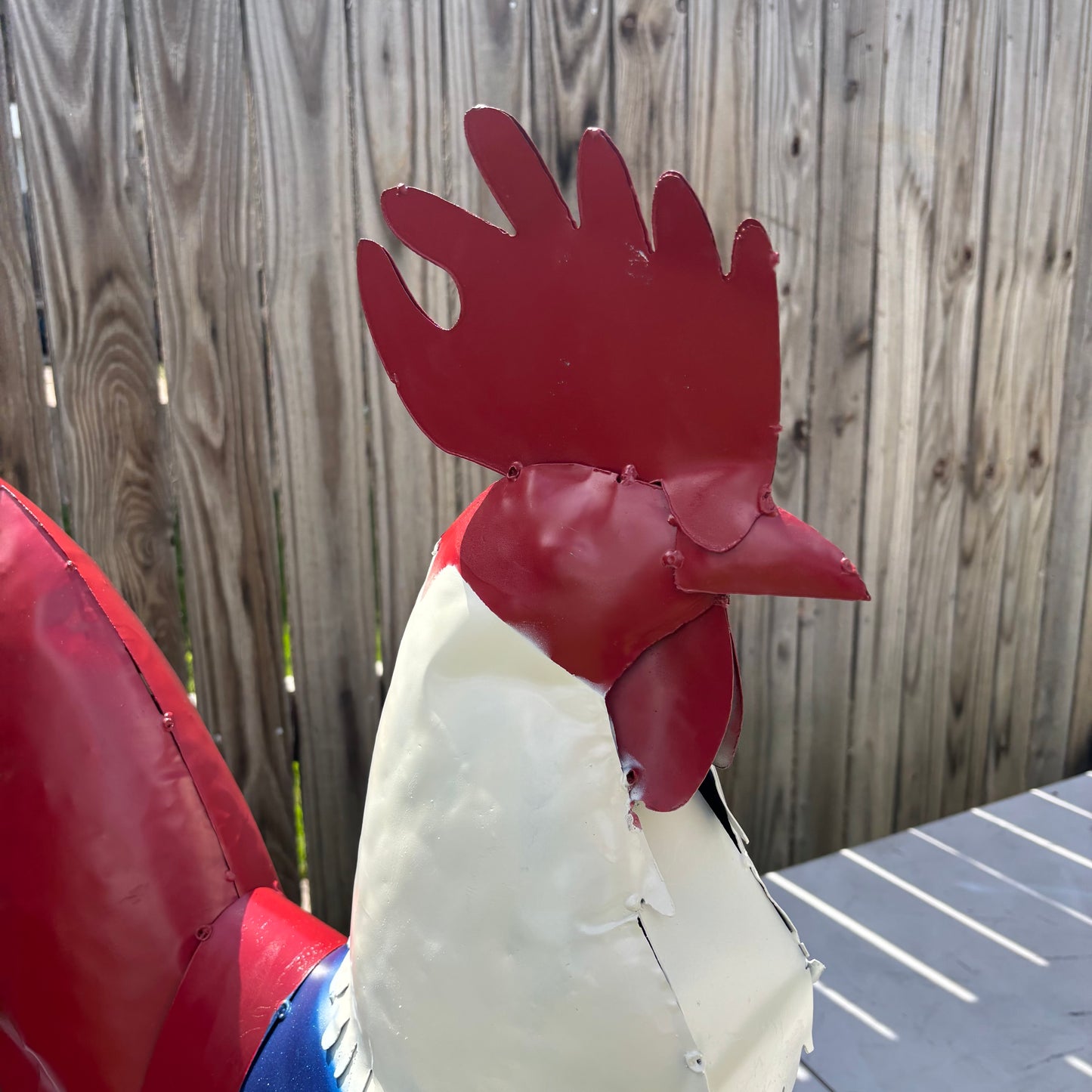 ROOSTER RED WHITE BLUE PATRIOTIC GARDEN METAL SCULPTURE WESTERN HOME DECOR ORNAMENT HANDMADE #34-003 18",30",40"