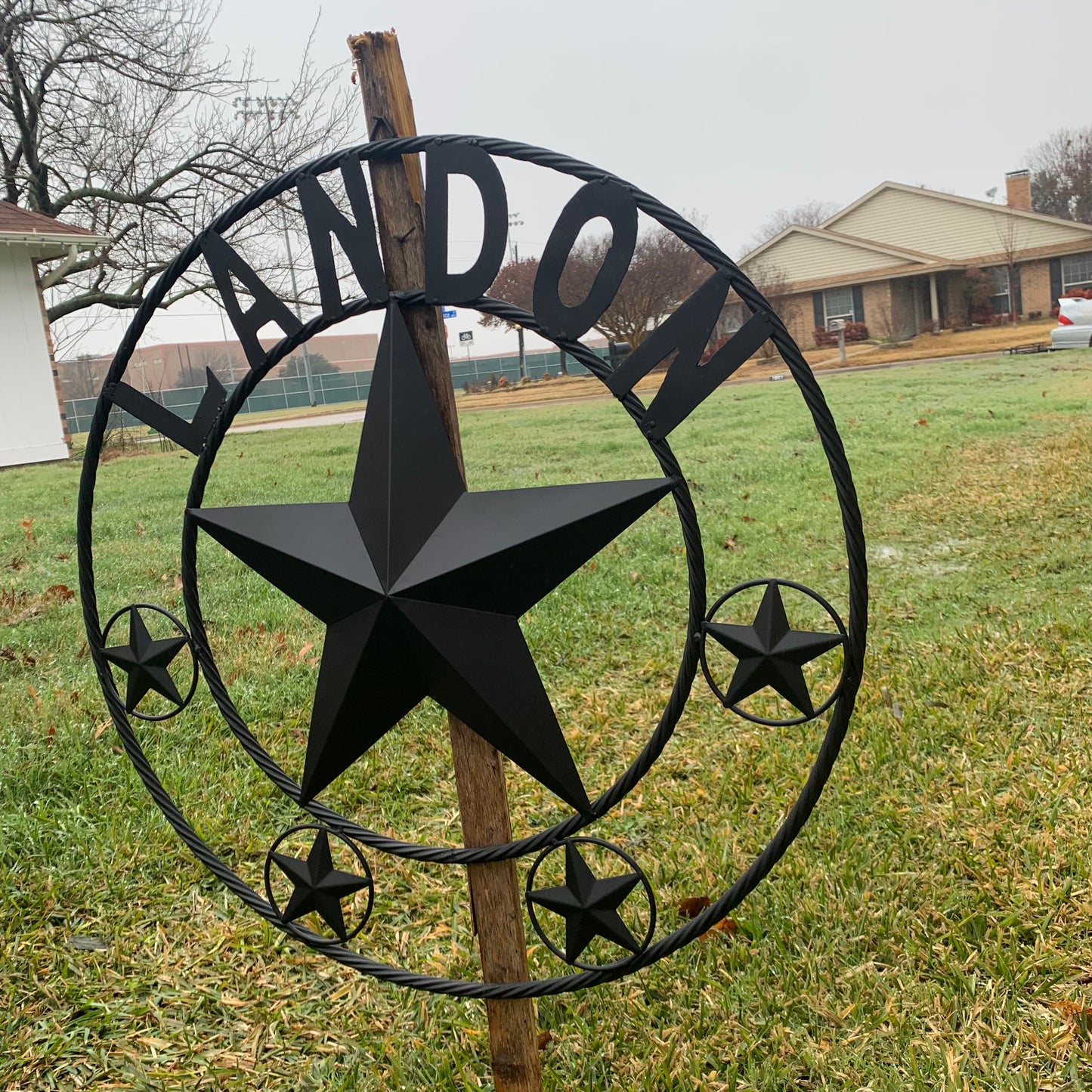 LANDON STYLE CUSTOM NAME STAR BARN METAL STAR 3d TWISTED ROPE RING WESTERN HOME DECOR RUSTIC BLACK HANDMADE 24",32",36",50"