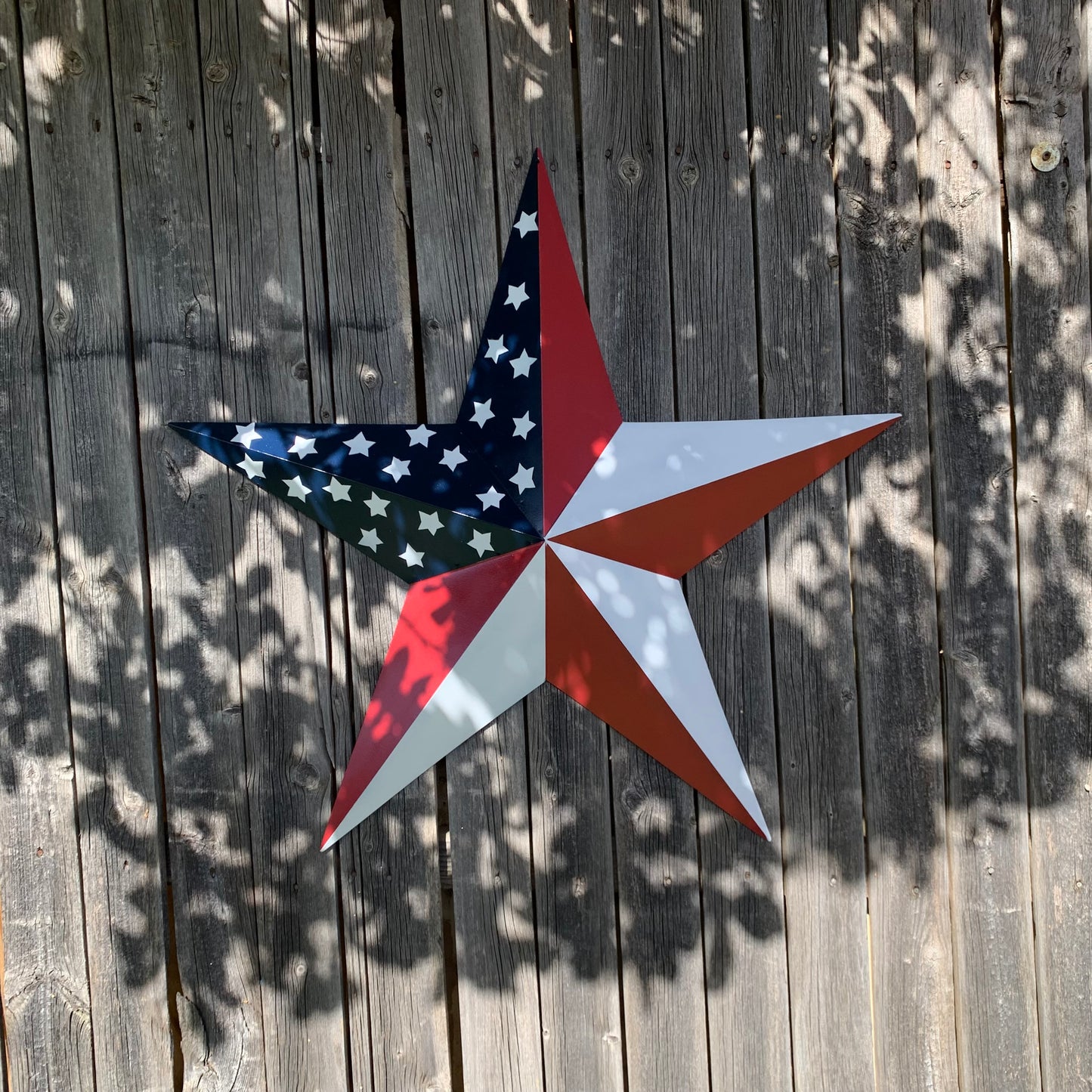 USA FLAG STAR STYLE# 5 RED WHITE & BLUE AMERICANA METAL BARN STAR WALL ART HANDMADE TO ORDER NEW #EH13380