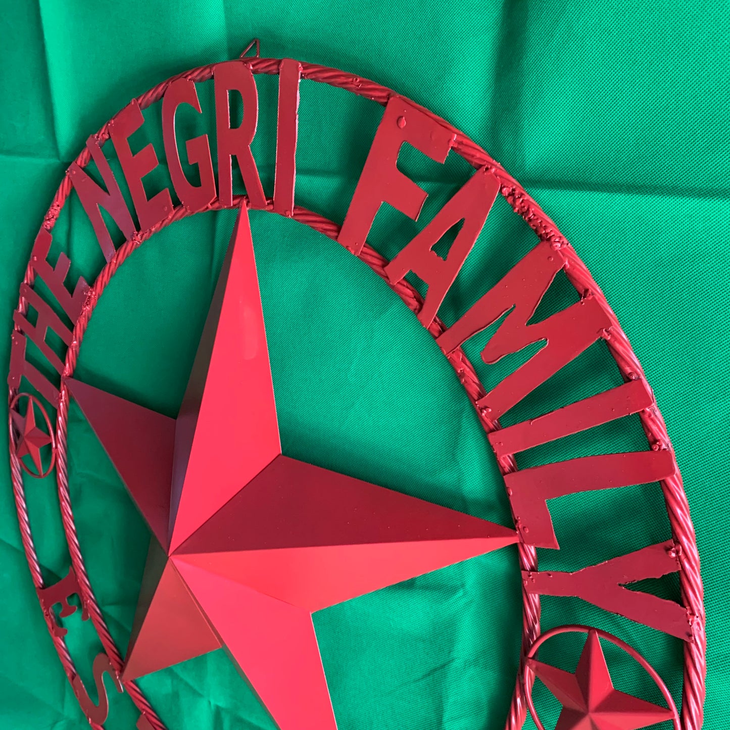 NEGRI FAMILY STYLE YOUR CUSTOM NAME STAR BARN STAR METAL LONE STAR WESTERN HOME DECOR RUSTIC BURGUNDY RED HANDMADE 24",32",36",50"