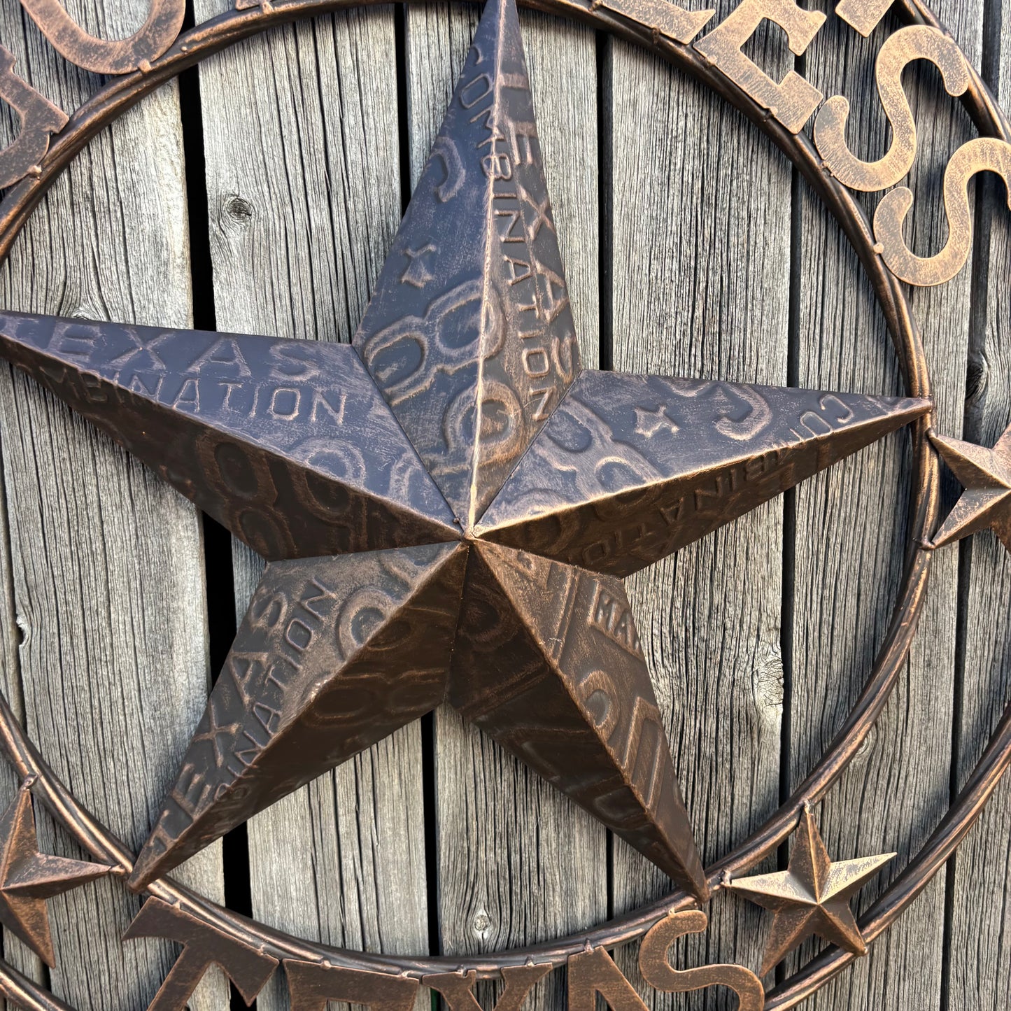 GOD BLESS TEXAS LICENSE PLATE EMBOSSED STAR BARN STAR METAL LONE STAR WESTERN HOME DECOR HANDMADE