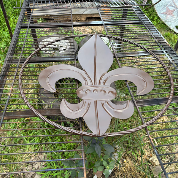 FLEUR DE LIS BROWN METAL WALL ART SIGN WESTERN HOME DECOR HANDMADE NEW 12",18",24",32"