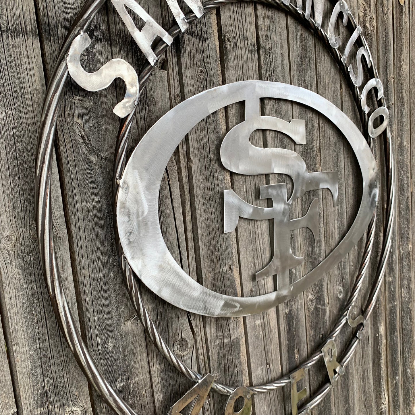 36" SAN FRANCISCO 49ERS CUSTOM RAW METAL VINTAGE CRAFT TEAM SIGN HAND MADE IN USA