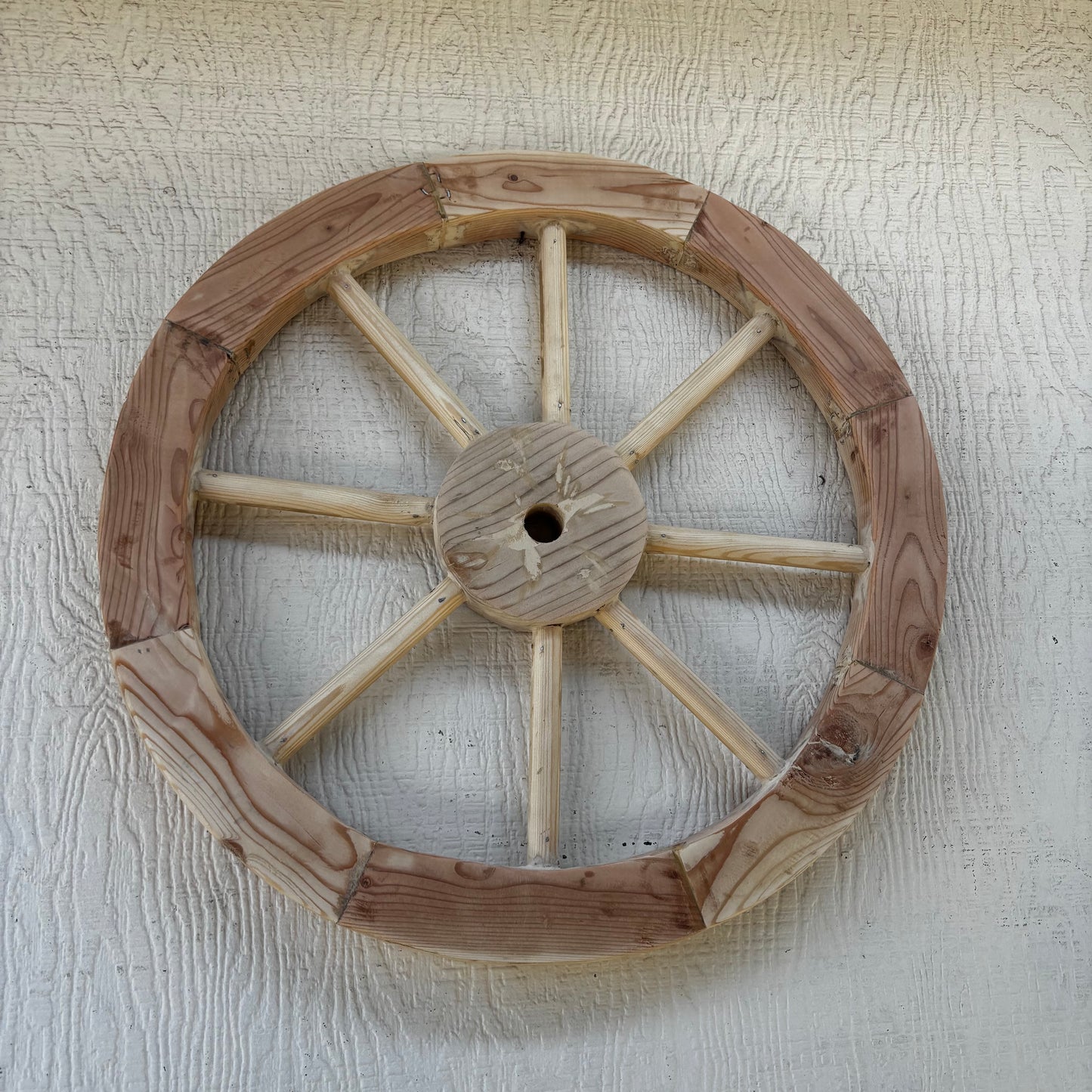 DECORATIVE WAGON WHEEL WOOD WALL ART WESTERN HOME DECOR HANDMADE TEXAS USA