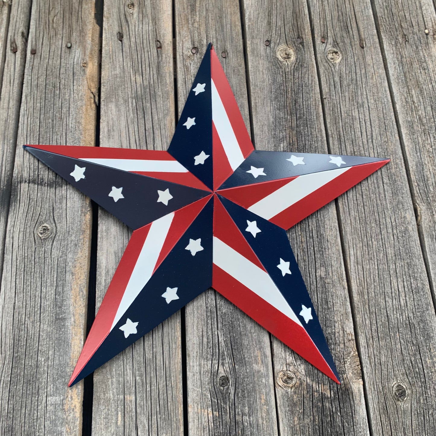 USA BARN STAR AMERICAN FLAG STAR RED WHITE & BLUE METAL STAR HANDMADE NEW 12",24",30" #EH11753
