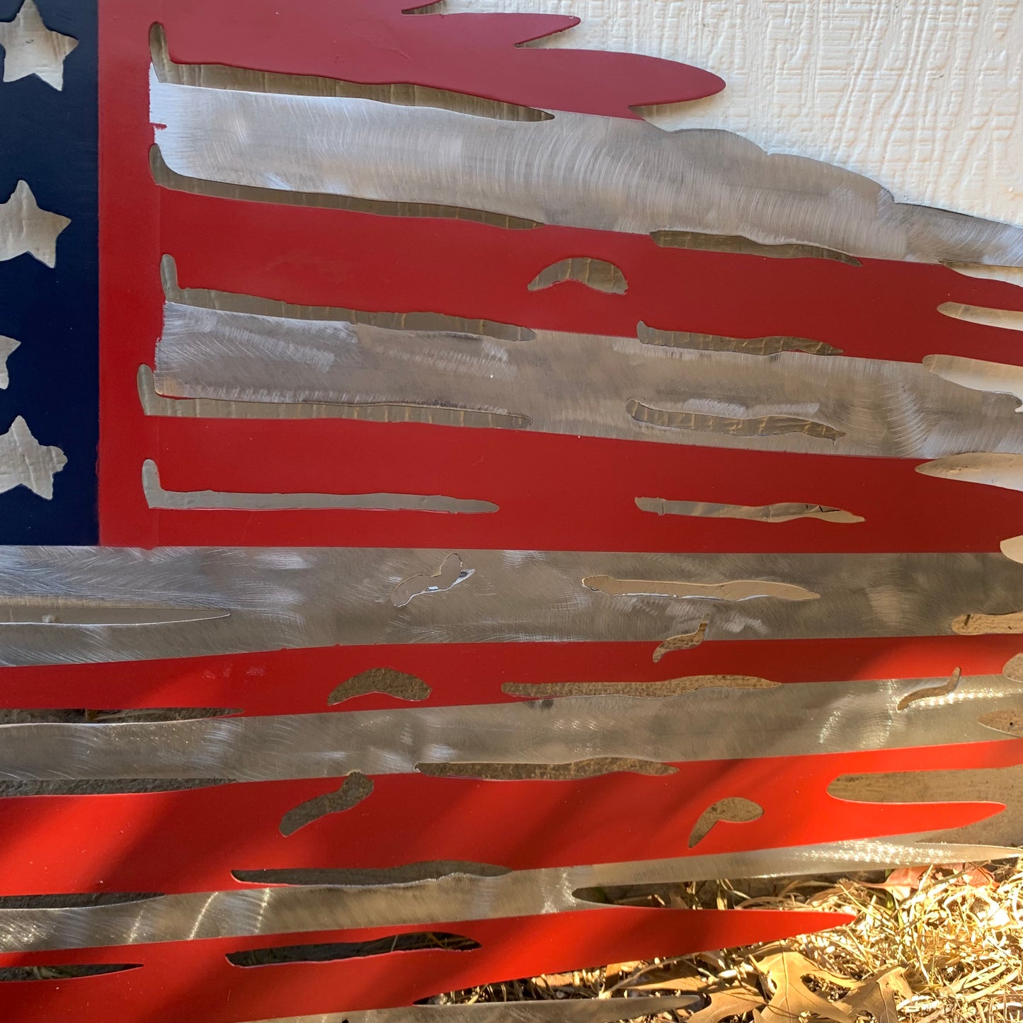 USA TATTERED AMERICAN FLAG METAL WALL ART WESTERN HOME DECOR HANDMADE NEW