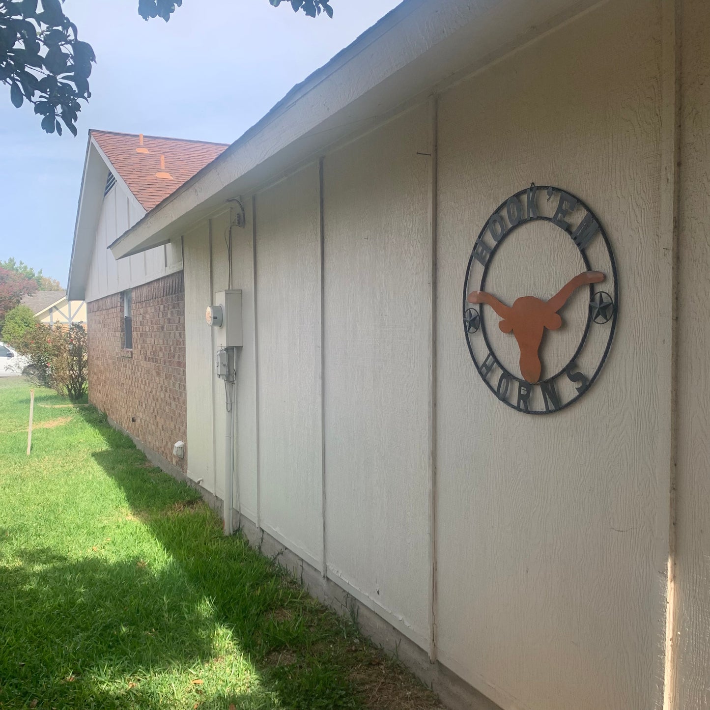 HOOKEM HORNS WITH LONE STAR TEXAS LONGHORNS HOOK EM METAL CUSTOM VINTAGE CRAFT WALL ART TEAM SIGN HANDMADE