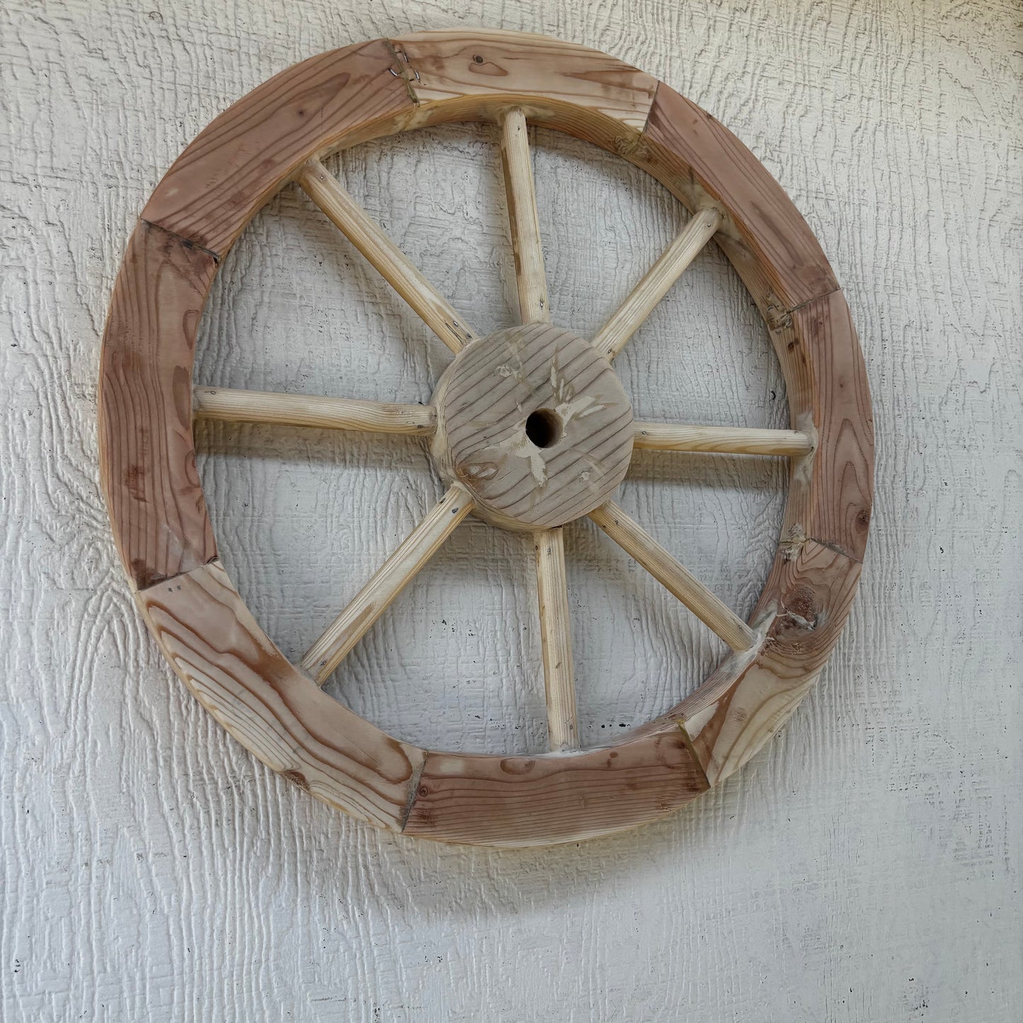 DECORATIVE WAGON WHEEL WOOD WALL ART WESTERN HOME DECOR HANDMADE TEXAS USA