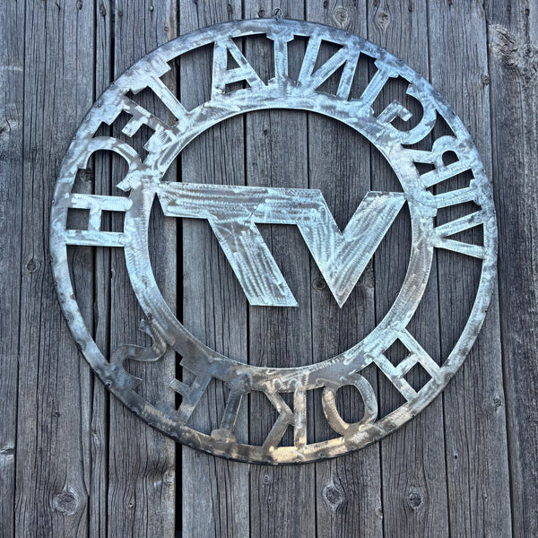 VIRGINIA TECH CUSTOM RAW METAL VINTAGE CRAFT SIGN TEAM HANDMADE TO ORDER