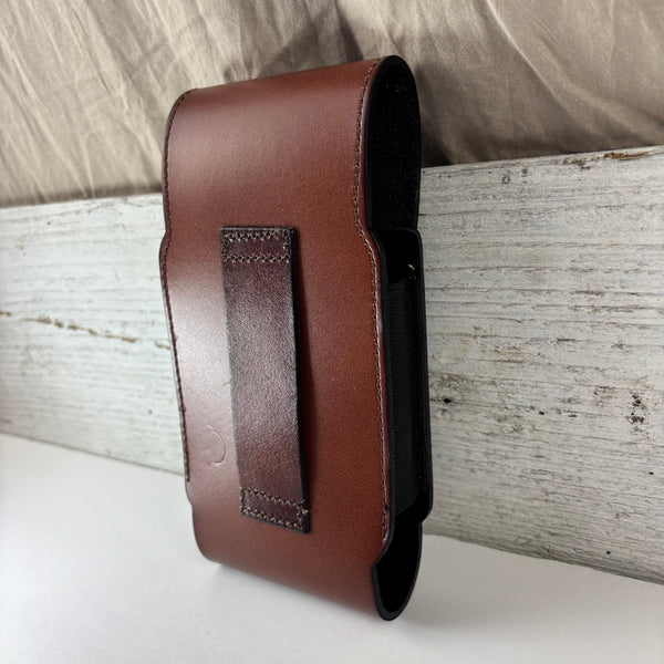 7" COWBOY PRAYER  LEATHER HOLSTER BROWN POUCH EXTRA LARGE  BELT LOOP CELL PHONE CASE UNIVERSAL OVERSIZE