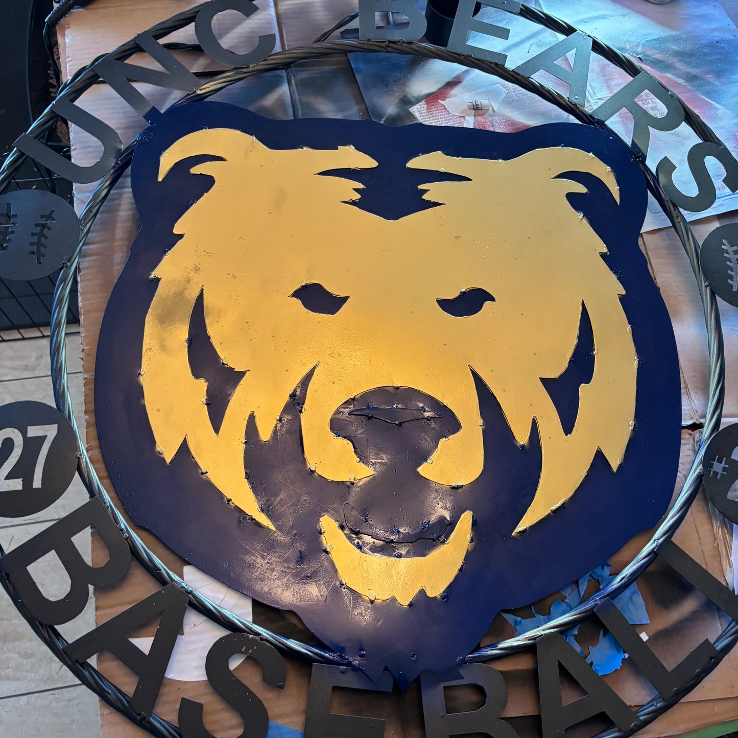 UNC BEARS CUSTOM RAW METAL NO PAINT VINTAGE CRAFT SIGN TEAM HANDMADE TO ORDER