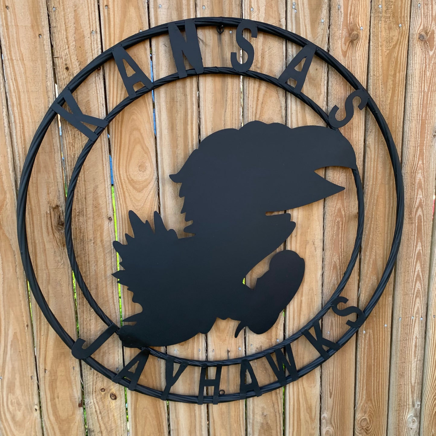KANSAS JAYHAWKS BLACK CUSTOM METAL VINTAGE CRAFT SIGN WALL ART TEAM SIGN HANDMADE