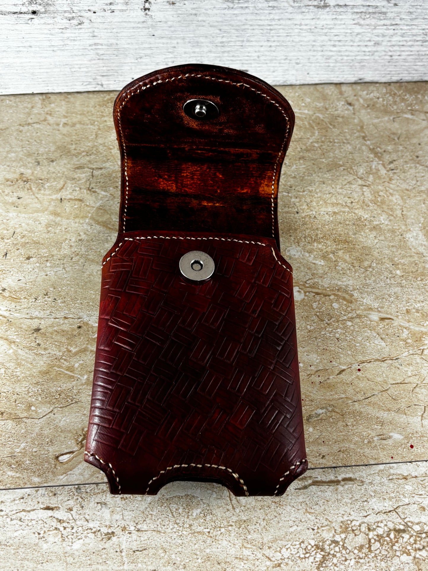 7" LONE STAR LEATHER HOLSTER BROWN STAR POUCH EXTRA LARGE  BELT LOOP CLIP CELL PHONE CASE UNIVERSAL HANDMADE #EH13808