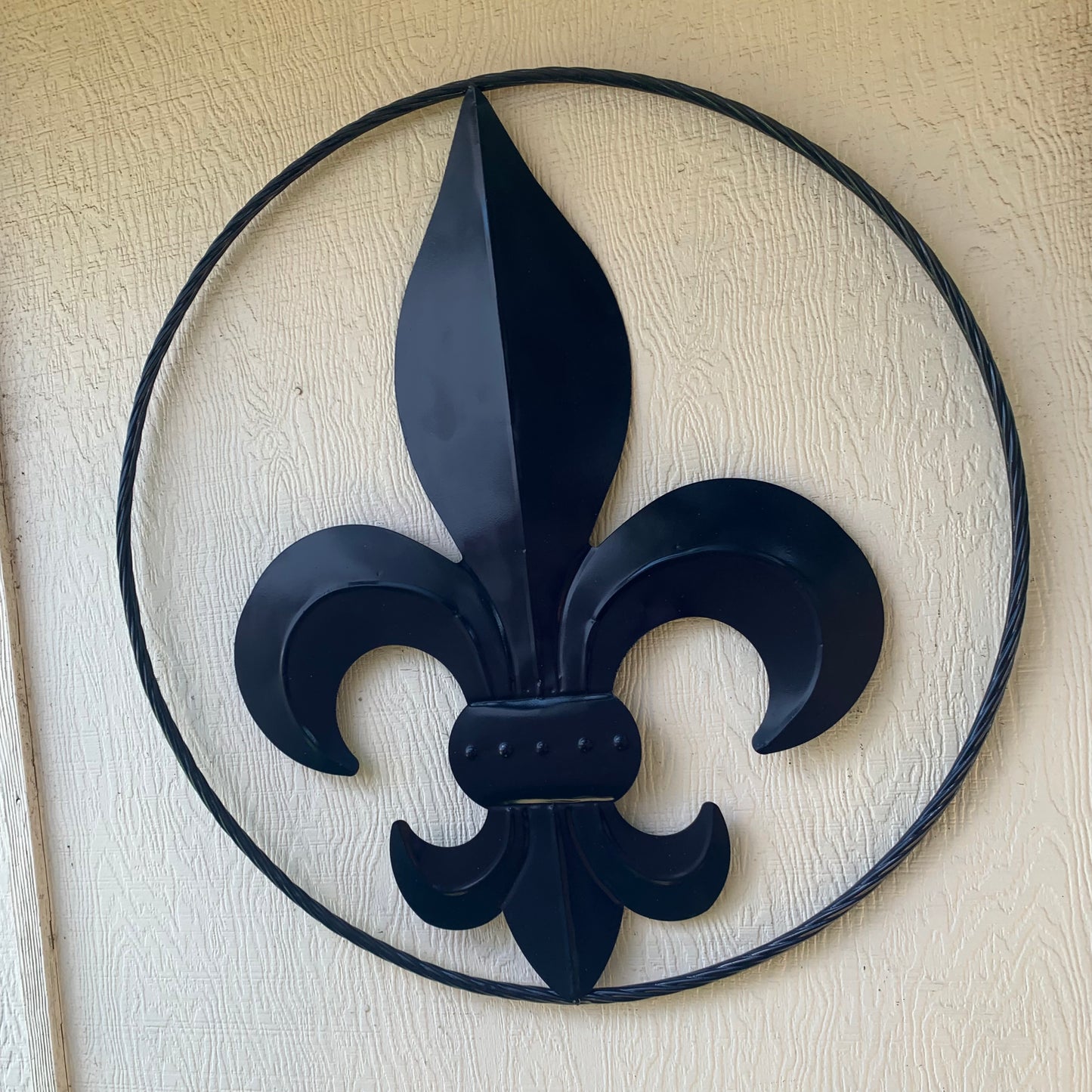 NAVY BLUE 24",36" FLEUR DE LIS METAL WALL ART SIGN WESTERN HOME DECOR HANDMADE NEW #EH10764