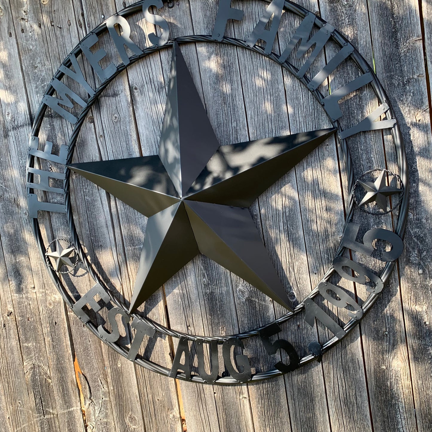 MYERS STYLE YOUR CUSTOM NAME STAR BARN STAR METAL LONE STAR WESTERN HOME DECOR RUSTIC BLACK HANDMADE 24",32",36",50"