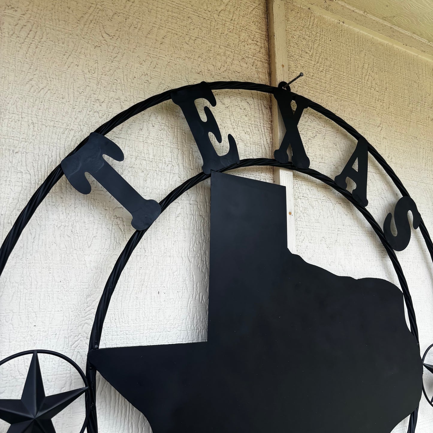 TEXAS STRONG BLACK METAL SIGN WESTERN HOME DECOR HANDMADE