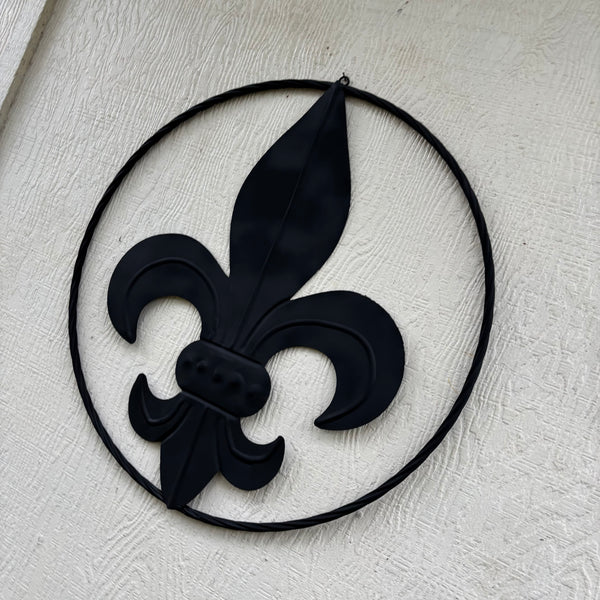 FLEUR DE LIS BLACK FLAT METAL WALL ART SIGN WESTERN HOME DECOR HANDMADE NEW 12",18",24",32"