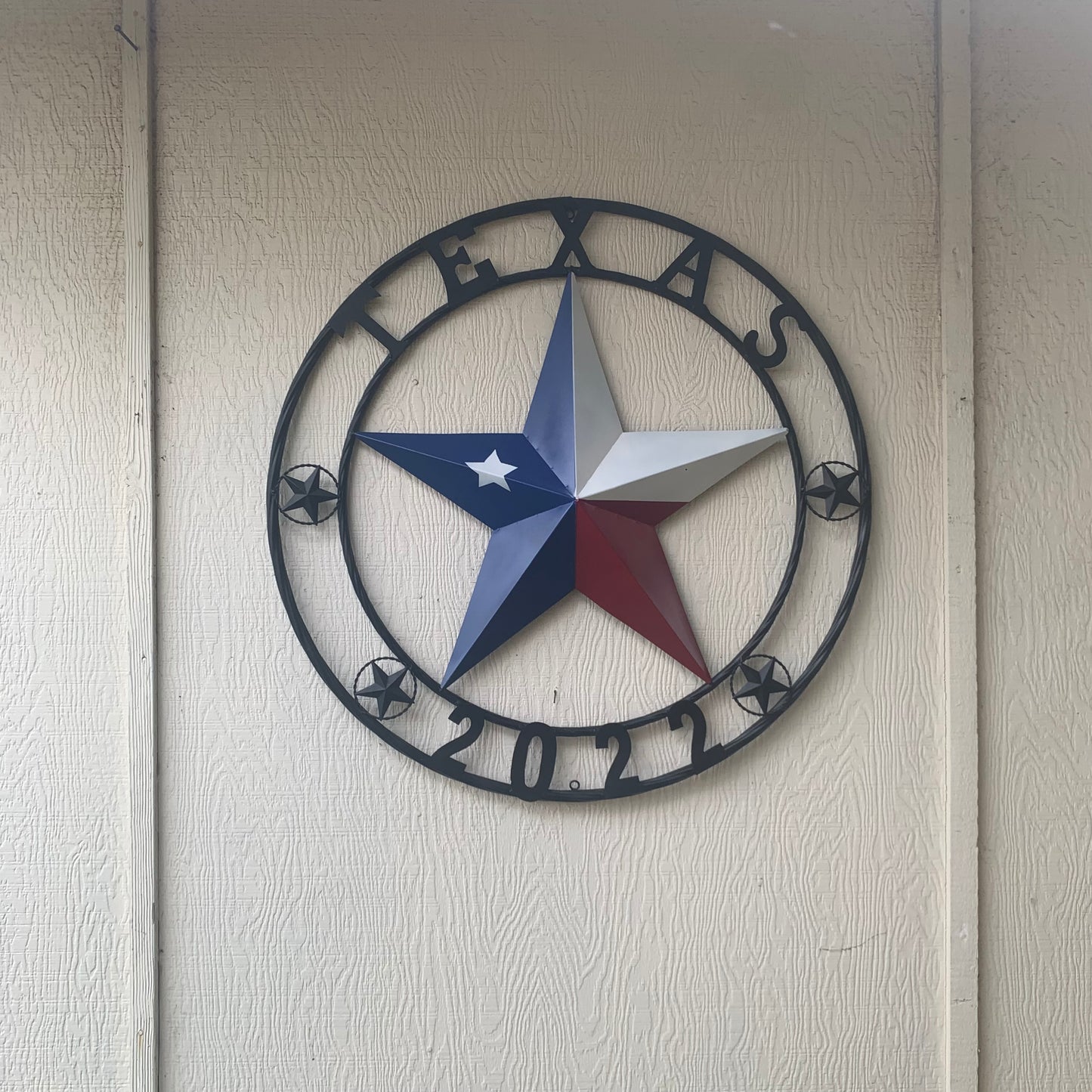 TEXAS 2022 STYLE CUSTOM NAME BARN STAR METAL LONESTAR 3d TWISTED BLACK ROPE RING WESTERN HOME DECOR   HANDMADE 24",32",36"