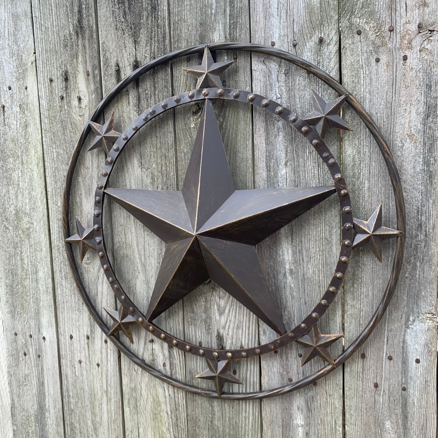 24" MULTI STAR BEADED COLIBROX BARN STAR METAL LONESTAR WESTERN HOME DECOR HANDMADE RUSTIC DARK BRONZE NEW