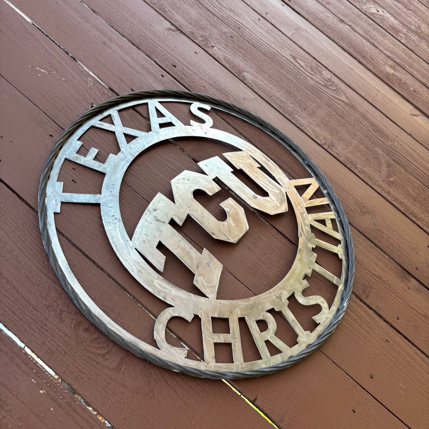 TCU TEXAS CHRISTIAN CUSTOM RAW METAL VINTAGE CRAFT TEAM SIGN UNPAINTED HANDMADE