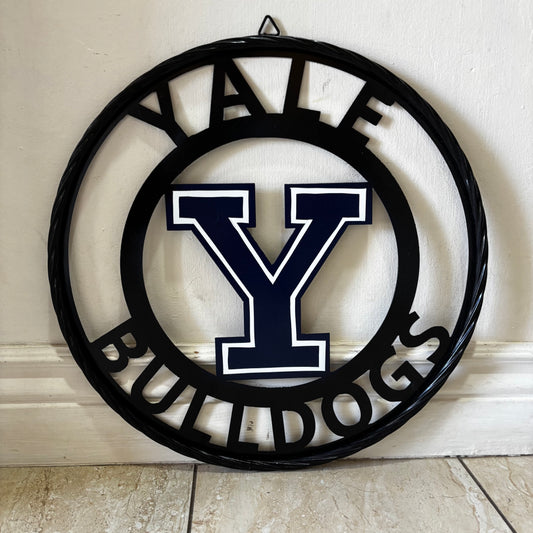 YALE BULLDOGS CUSTOM METAL VINTAGE CRAFT TEAM SIGN WESTERN HOME DECOR HANDMADE