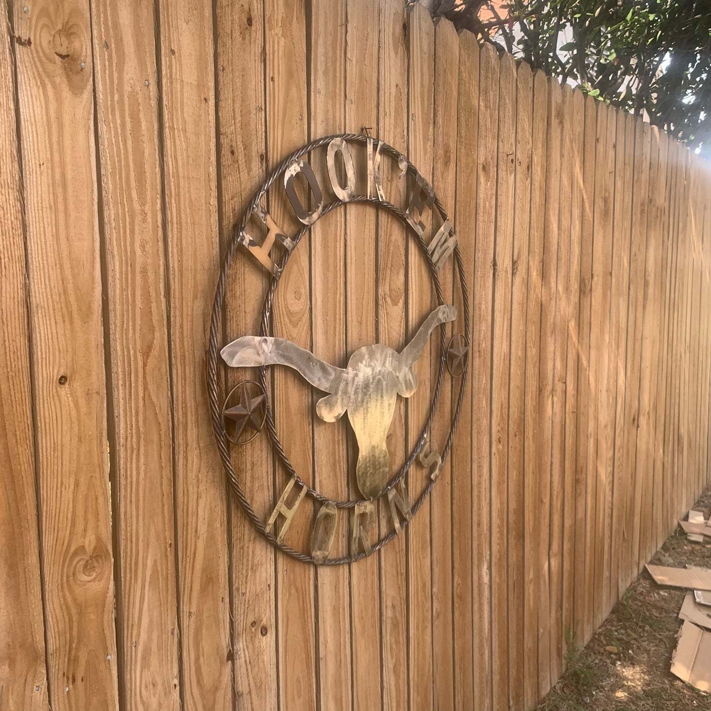 HOOKEM HORNS & LONE STAR TEXAS LONGHORNS HOOK EM RAW METAL UNPAINTED CUSTOM VINTAGE CRAFT WALL ART TEAM SIGN HANDMADE