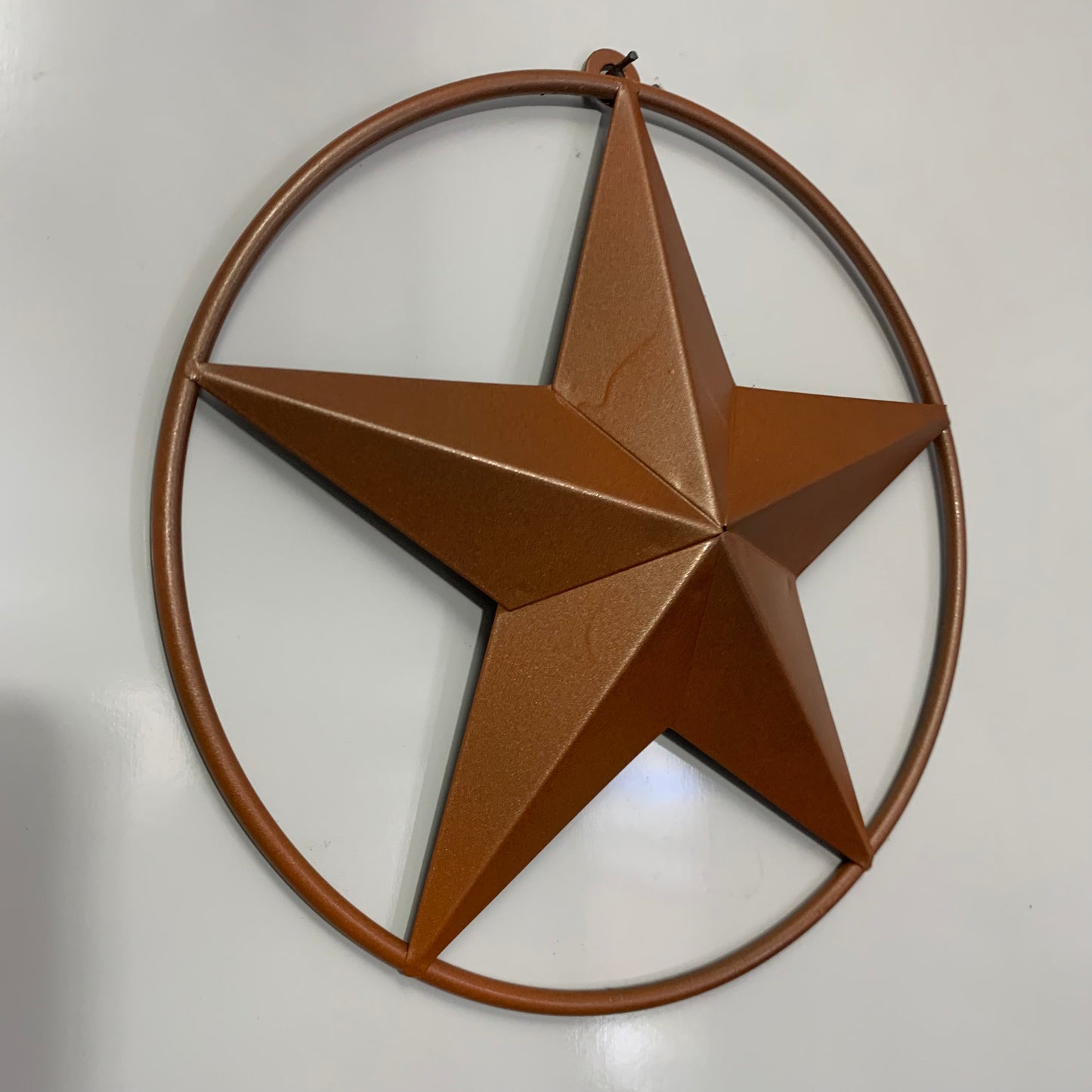 ORANGE COPPER SOLID RING BARN STAR 3",4",6",9",12" METAL LONE STAR WESTERN HOME DECOR HANDMADE-#EH10026
