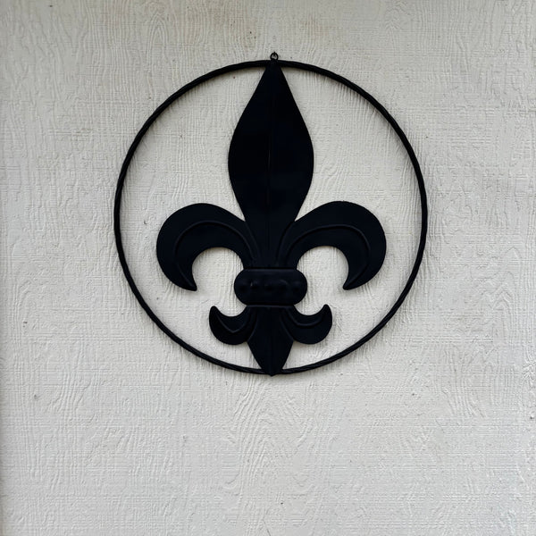 FLEUR DE LIS BLACK FLAT METAL WALL ART SIGN WESTERN HOME DECOR HANDMADE NEW 12",18",24",32"