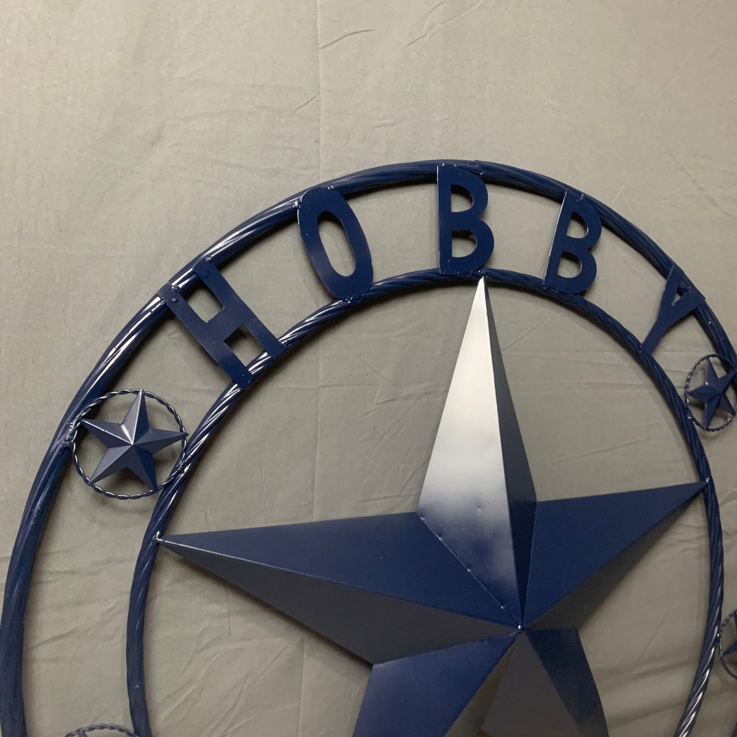HOBBY STYLE CUSTOM NAME STAR BARN METAL STAR 3d TWISTED ROPE RING WESTERN HOME DECOR RUSTIC NAVY BLUE HANDMADE 24",32",36",50"