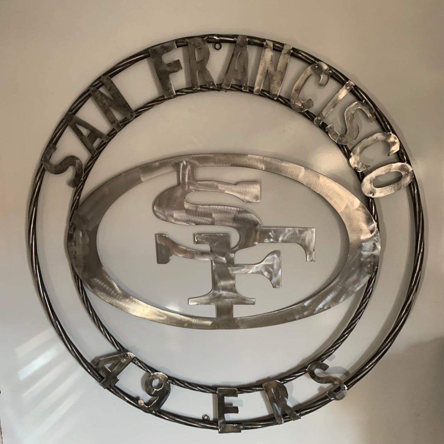 36" SAN FRANCISCO 49ERS CUSTOM RAW METAL VINTAGE CRAFT TEAM SIGN HAND MADE IN USA