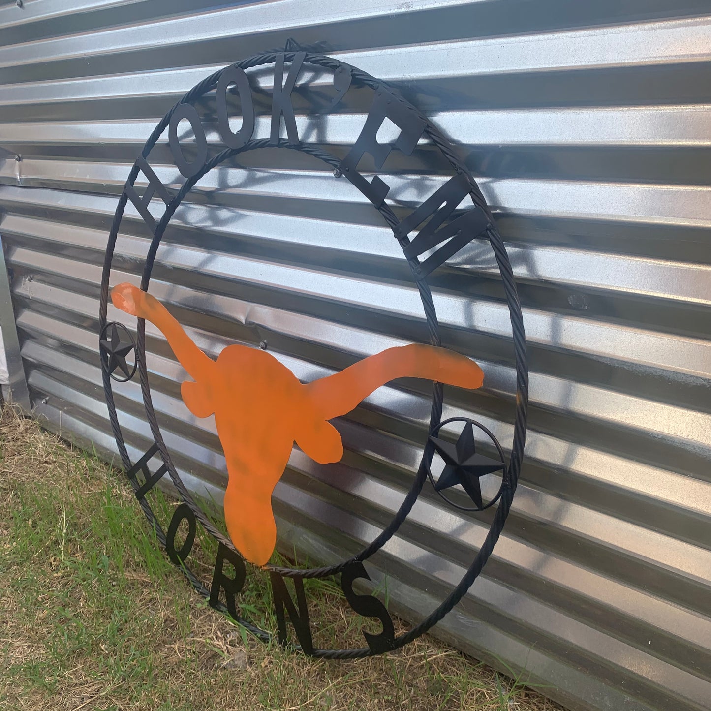 HOOKEM HORNS WITH LONE STAR TEXAS LONGHORNS HOOK EM METAL CUSTOM VINTAGE CRAFT WALL ART TEAM SIGN HANDMADE