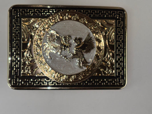 COCK FIGHTING ROOSTER BELT BUCKLE GOLD WESTERN METAL BUCKLE FASHION ART 4.5" X 3.5"  #EH13232