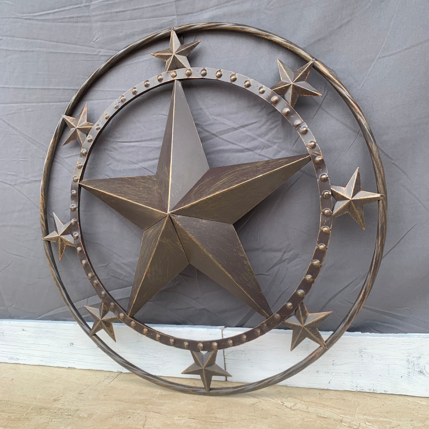 24" MULTI STAR BEADED COLIBROX BARN STAR METAL LONESTAR WESTERN HOME DECOR HANDMADE RUSTIC DARK BRONZE NEW