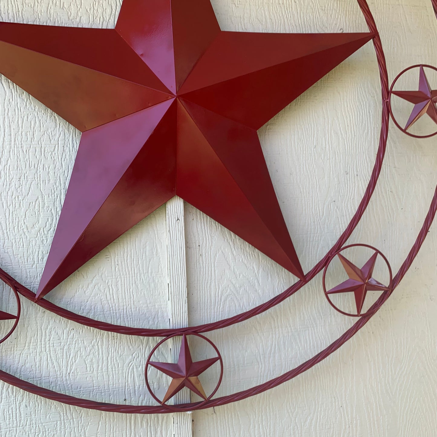 KENT STYLE YOUR CUSTOM STAR METAL NAME RUSTIC BURGUNDY RED CUSTOM 3d STAR METAL NAME BARN STAR TWISTED ROPE RING DESIGN METAL WALL ART HOME DECOR ANY SIZE