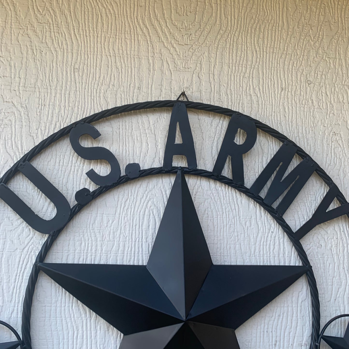 US ARMY VETERAN BARN STAR METAL LONESTAR CUSTOM NAME STAR WESTERN HOME DECOR RUSTIC BLACK  24",32",36",50"