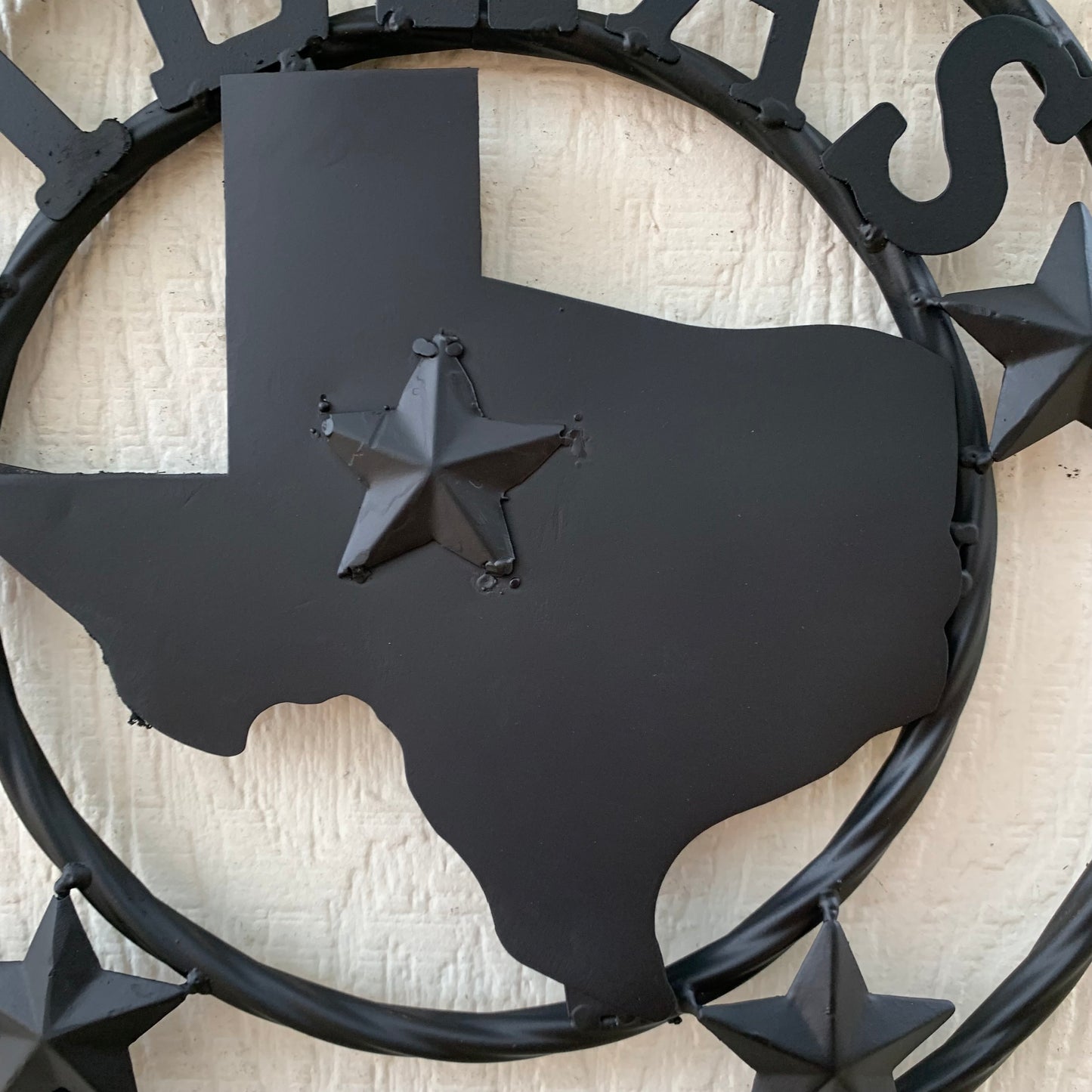 12" STATE OF TEXAS MAP RUSTIC BLACK TWISTED RING METAL SIGN WESTERN HOME DECOR HANDMADE NEW