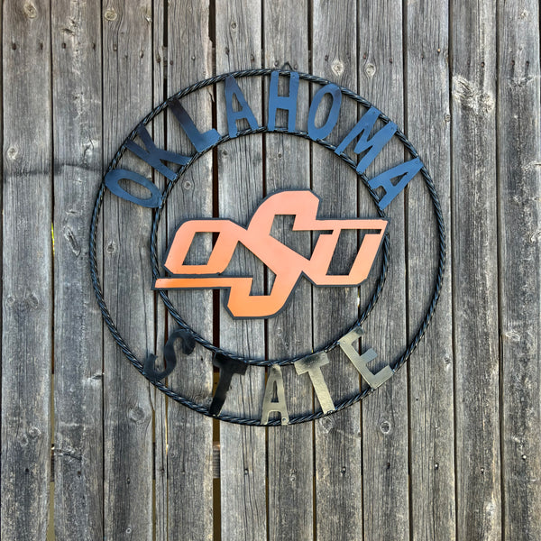 OSU OKLAHOMA STATE COWBOYS METAL CUSTOM VINTAGE TEAM WALL ART HANDMADE CRAFT SIGN