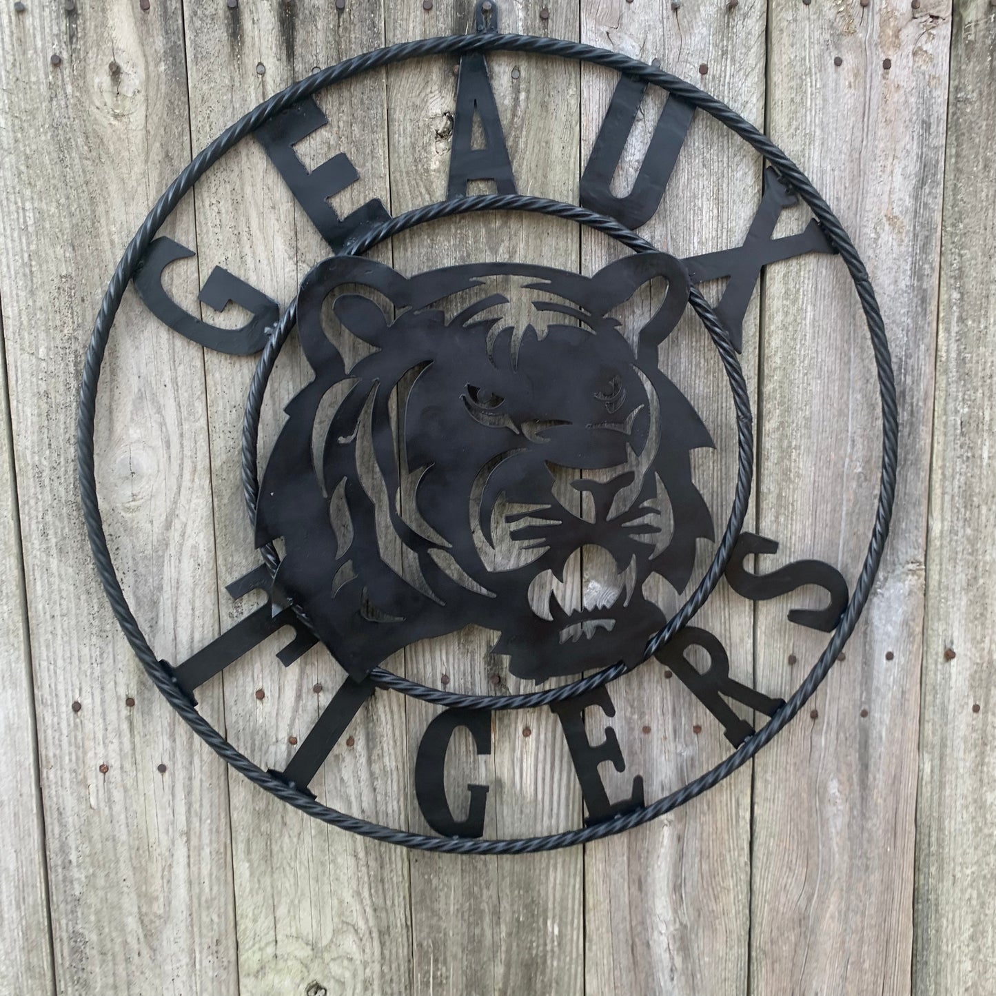 GEAUX TIGERS BLACK CUSTOM METAL VINTAGE CRAFT SIGN TEAM HANDMADE