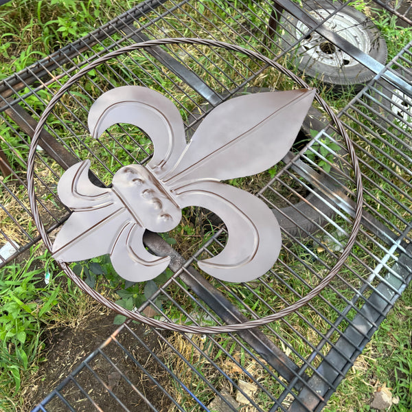 FLEUR DE LIS BROWN METAL WALL ART SIGN WESTERN HOME DECOR HANDMADE NEW 12",18",24",32"