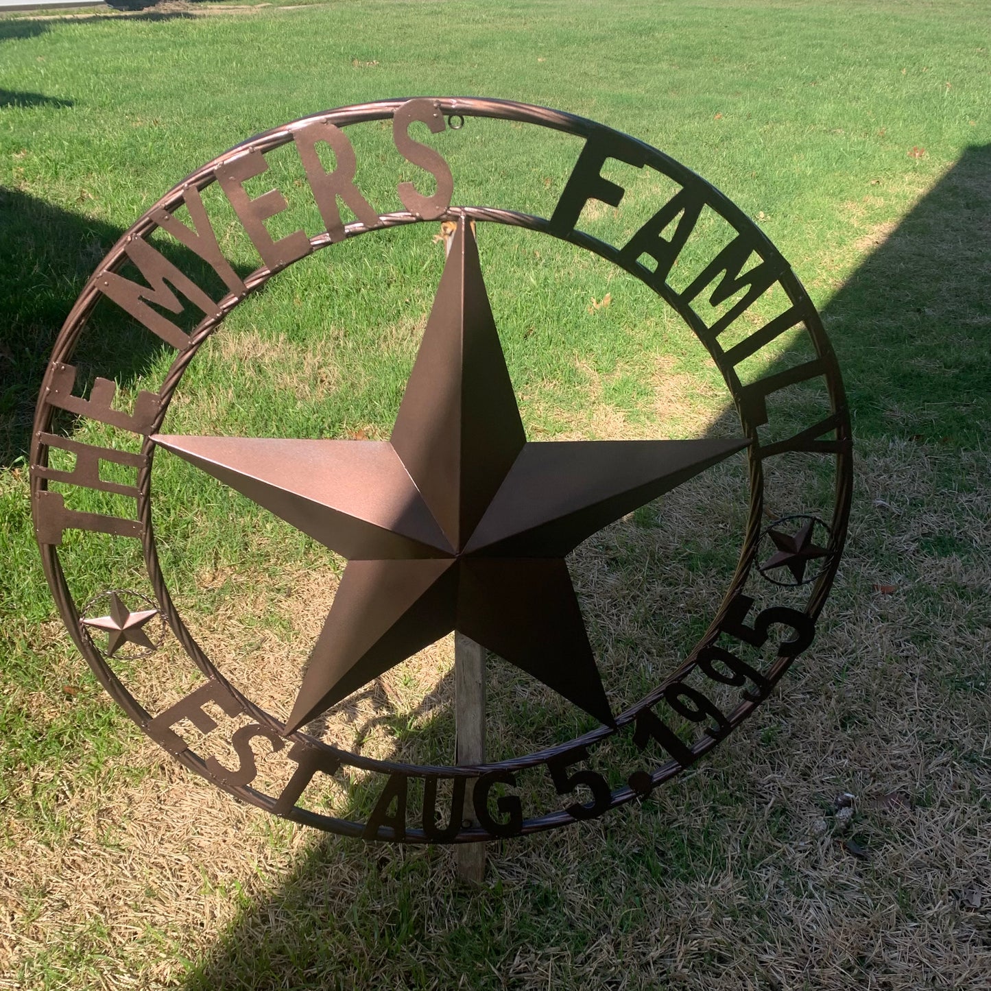 MYERS STYLE YOUR CUSTOM NAME STAR BARN STAR METAL LONE STAR WESTERN HOME DECOR RUSTIC BLACK HANDMADE 24",32",36",50"