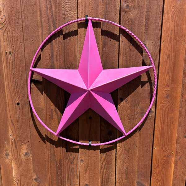 PINK STAR BARN METAL LONE STAR TWISTED ROPE RING WESTERN HOME DECOR HANDMADE 12",24",36"