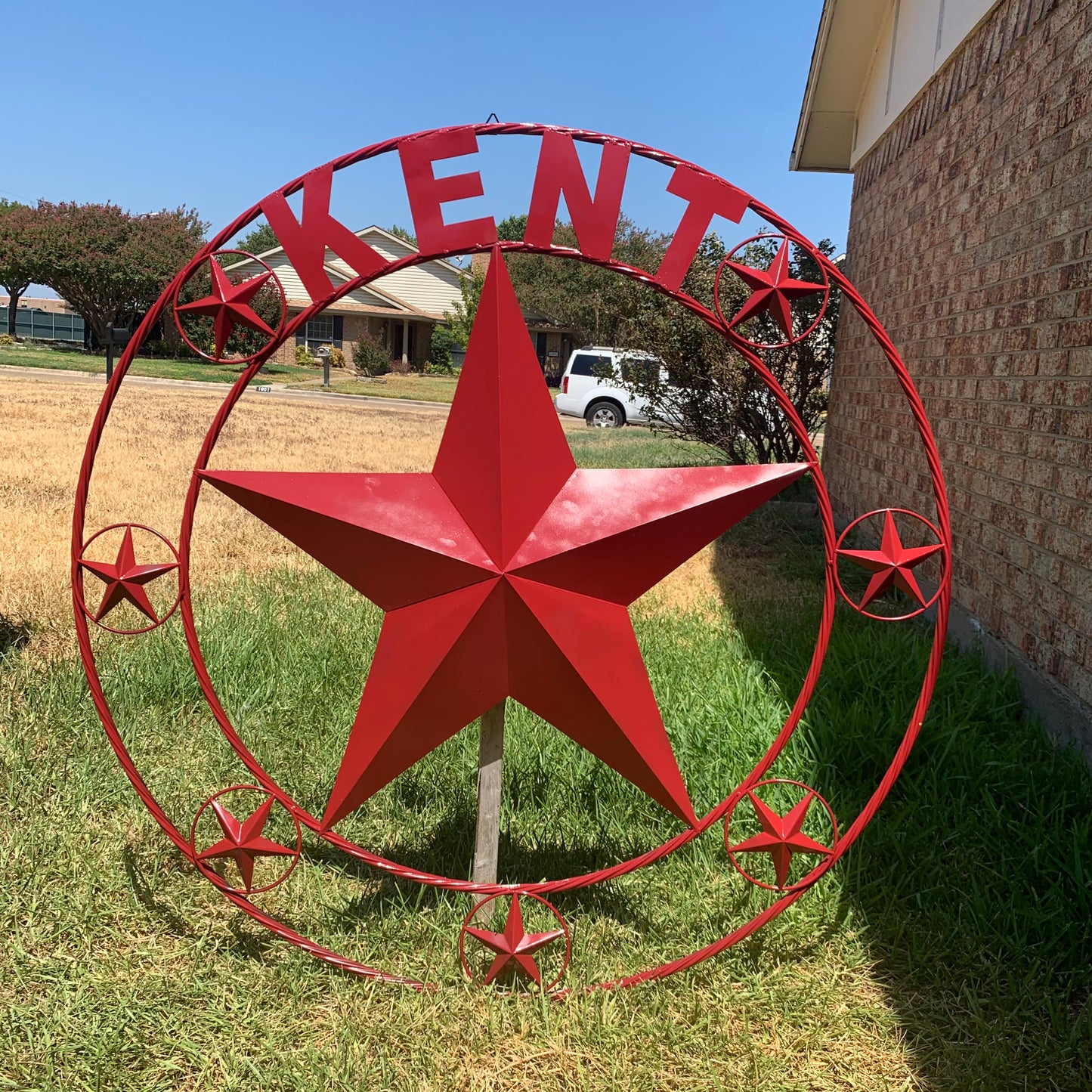 KENT STYLE YOUR CUSTOM STAR METAL NAME RUSTIC BURGUNDY RED CUSTOM 3d STAR METAL NAME BARN STAR TWISTED ROPE RING DESIGN METAL WALL ART HOME DECOR ANY SIZE