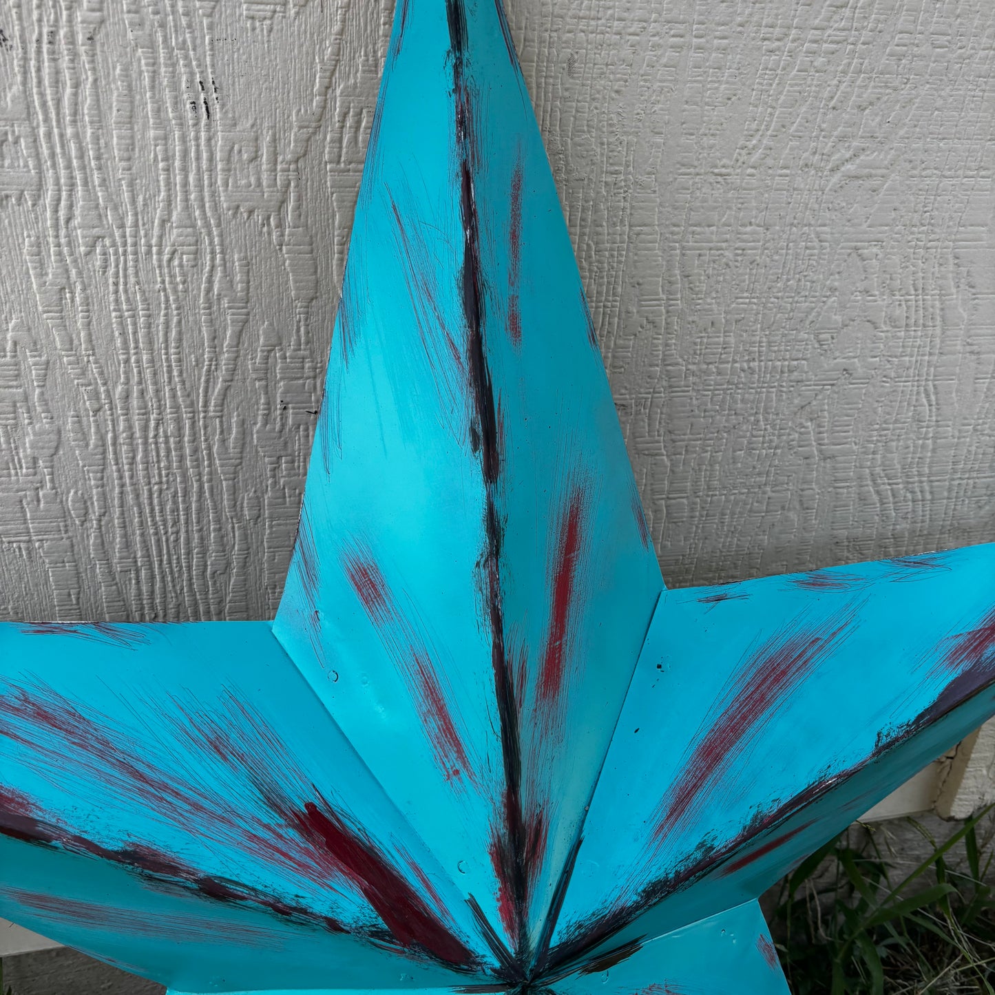 TURQUOISE DISTRESSED TWO TONE BARN STAR METAL ART WESTERN HOME DECOR HANDMADE