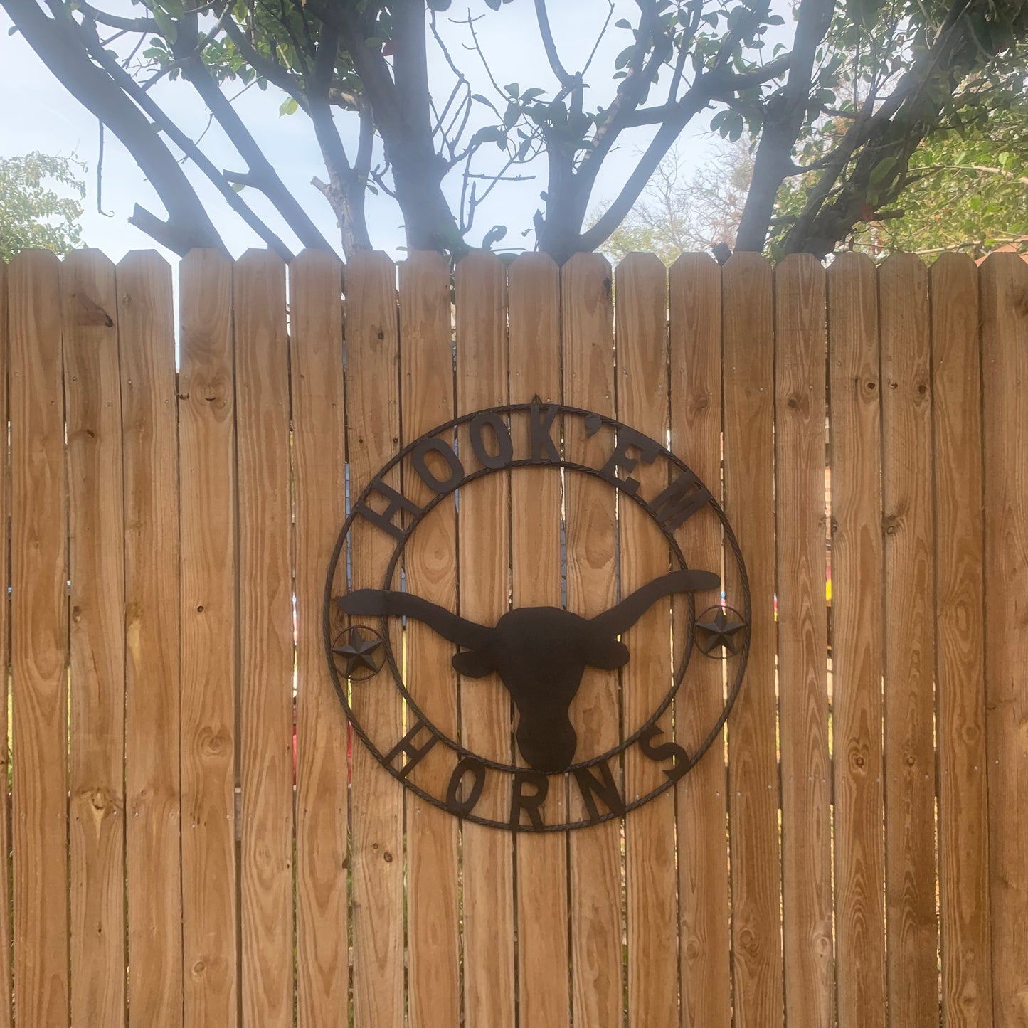HOOKEM HORNS WITH LONE STAR TEXAS LONGHORNS HOOK EM BLACK METAL CUSTOM VINTAGE CRAFT WALL ART TEAM SIGN HANDMADE