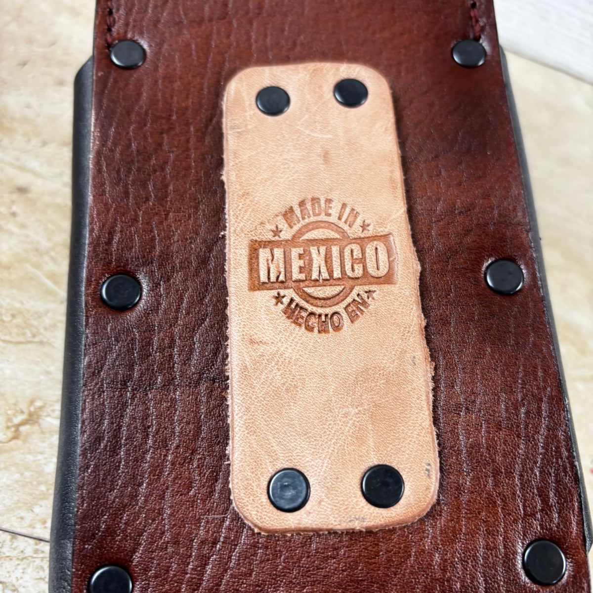 ROOSTER LEATHER HOLSTER 7" PHONE POUCH WITH KNIFE HOLDER FRONT EXTRA LARGE  BELT LOOP CELL PHONE CASE UNIVERSAL OVERSIZE MADE IN MEXICO #EH13860