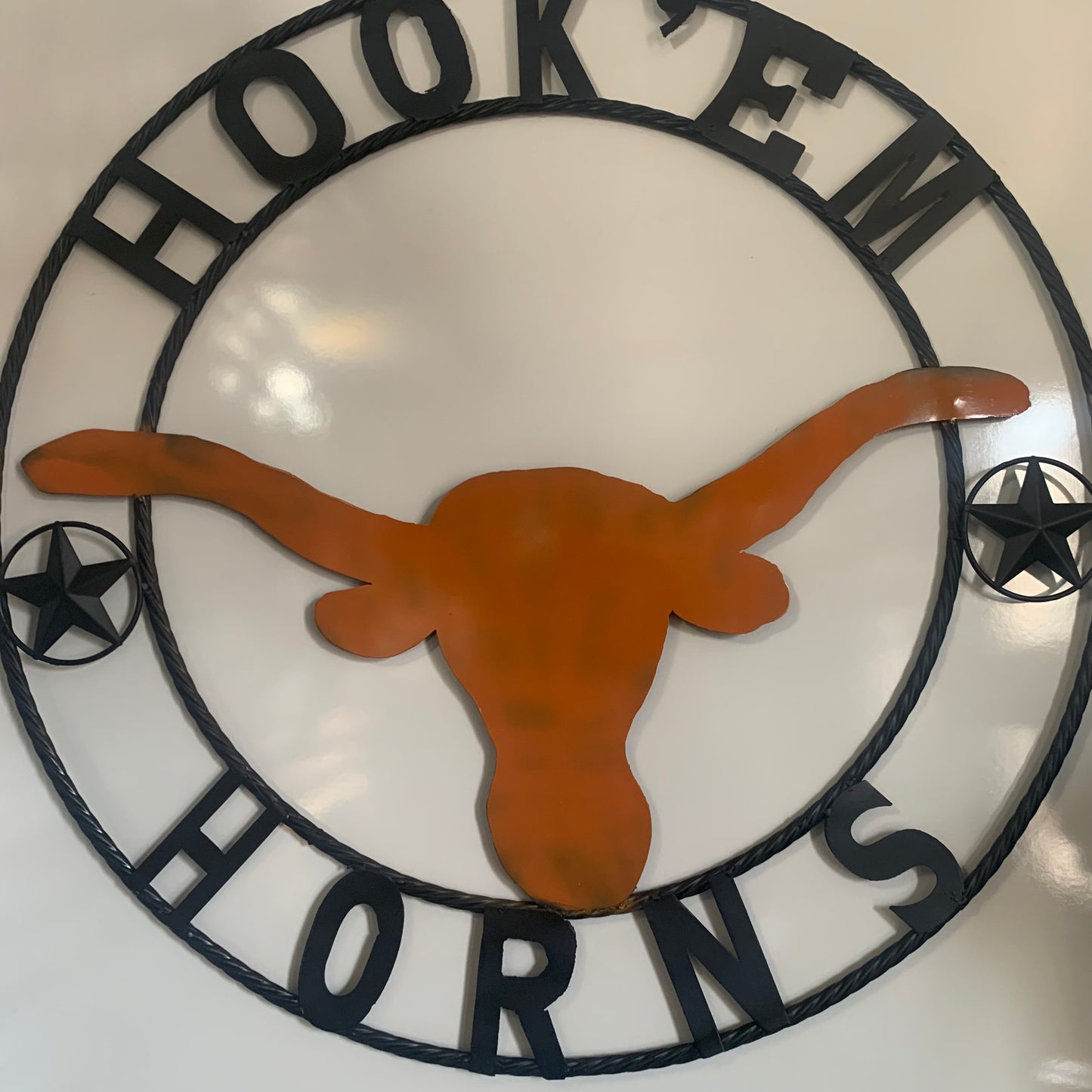 HOOKEM HORNS WITH LONE STAR TEXAS LONGHORNS HOOK EM METAL CUSTOM VINTAGE CRAFT WALL ART TEAM SIGN HANDMADE