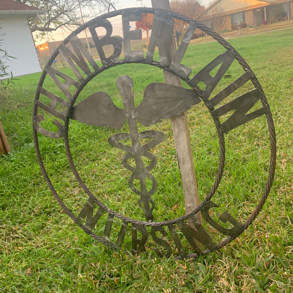 CUSTOM NAME CHAMBERLAIN NURSING STYLE TWISTIED RING BARN RUSTIC BRONZE METAL SIGN WESTERN HOME DECOR HANDMADE 24",32",36"